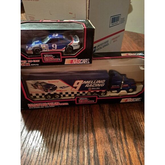 Vintage Racing Champion Bill Elliott Melling Nascar Die Cast Car and Semi Truck - Picture 2 of 9